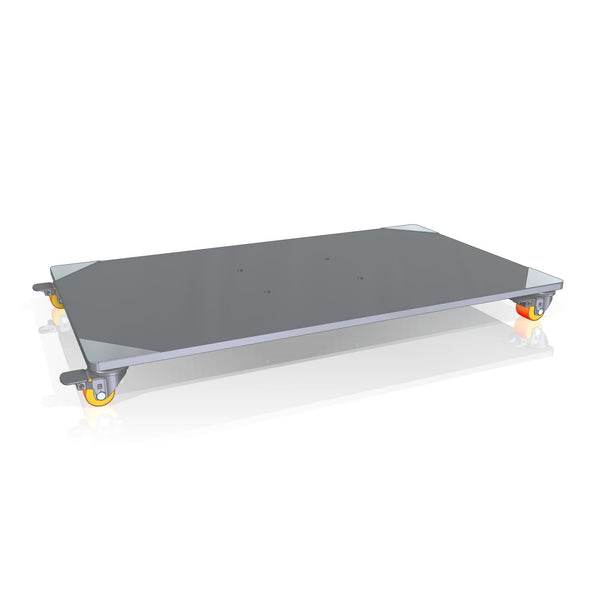 Large base plate for treatment table with wheels