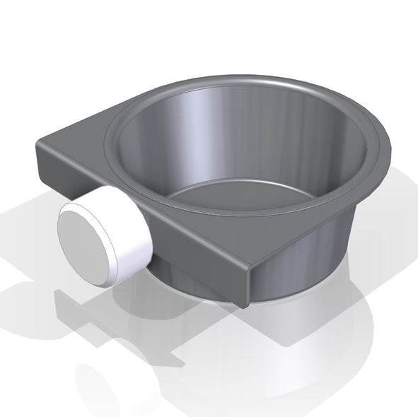 Drinking bowl with single bracket for grid door