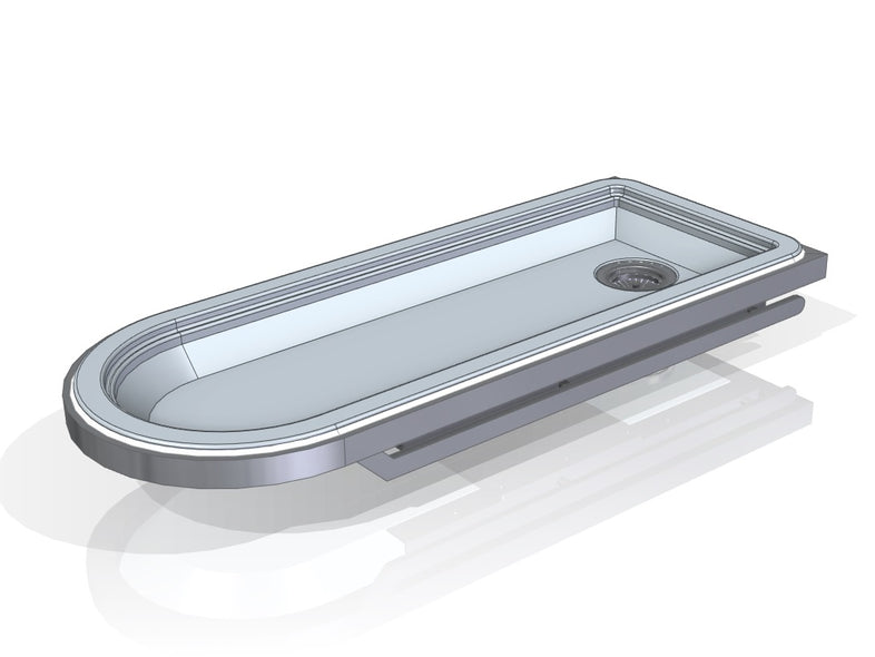 Dental table 10-4 top part, model Oberhaching, rounded tray with equipment rail