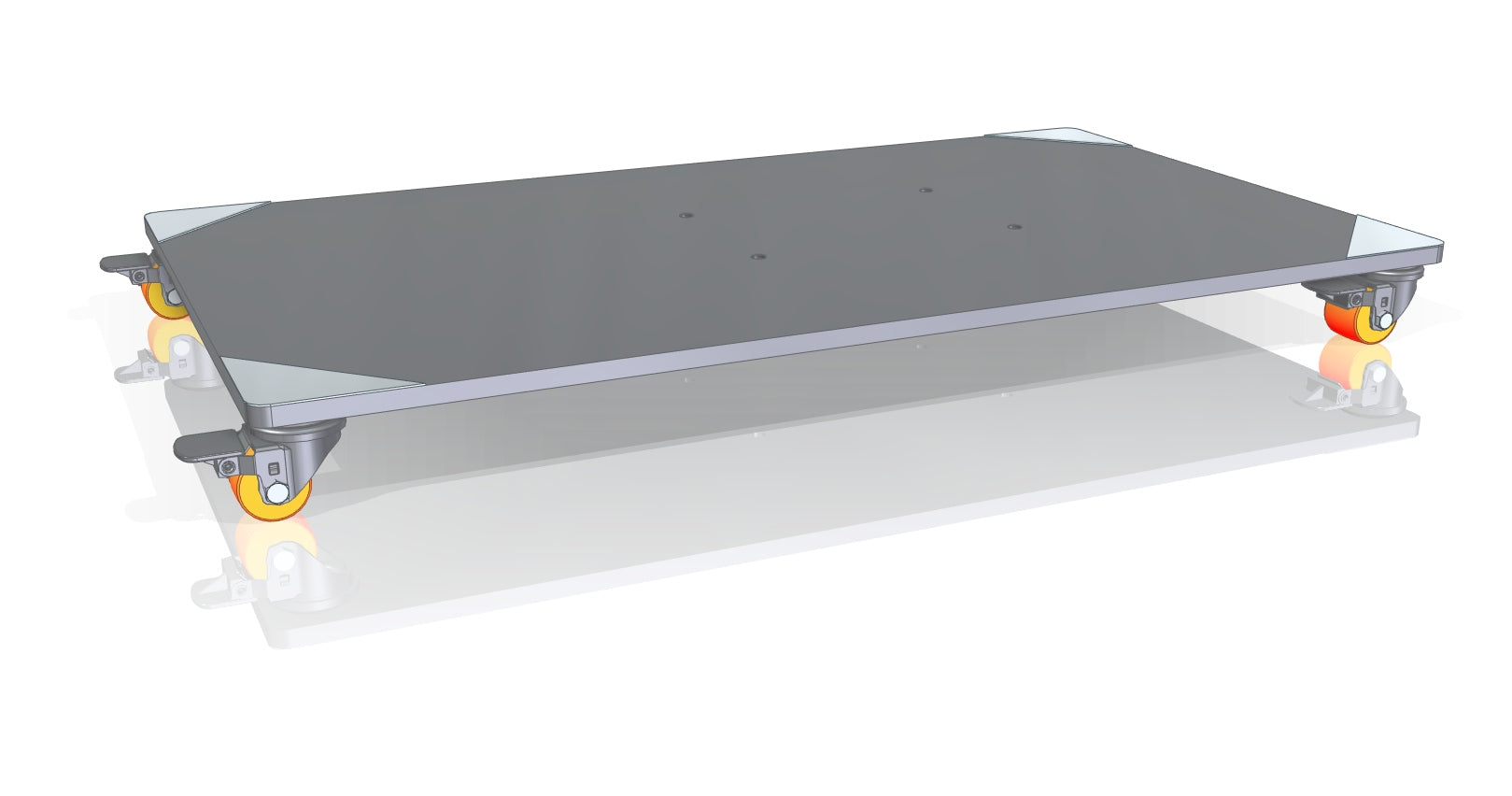 Bodenplatte exzentrisch mit Rollen